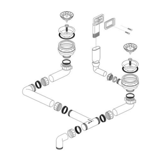 Отводная арматура 2*3,5, 2 чаши, перелив, 214301, Blanco