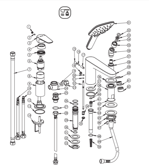 Шток для переключателя душа GUASU/NIAGARA в сборе, арт. 5P0C1101NC, Bravat