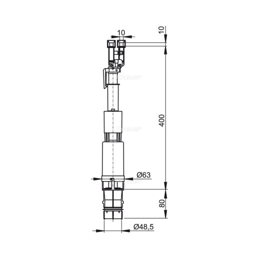 Сливной механизм для Slimmodul B, арт. A09B, Alcaplast